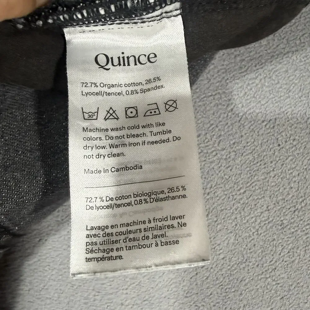 Quince Women Bella Stretch Jeans Gray Pants 30x28 Cotton Dark Grey Black